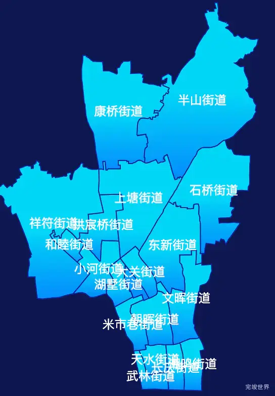 echarts杭州市拱墅区geoJson地图局部颜色渐变